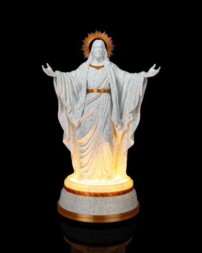 Cristo Resplandecente Iluminado – Escultura 3D com LED 12V | 16 cm