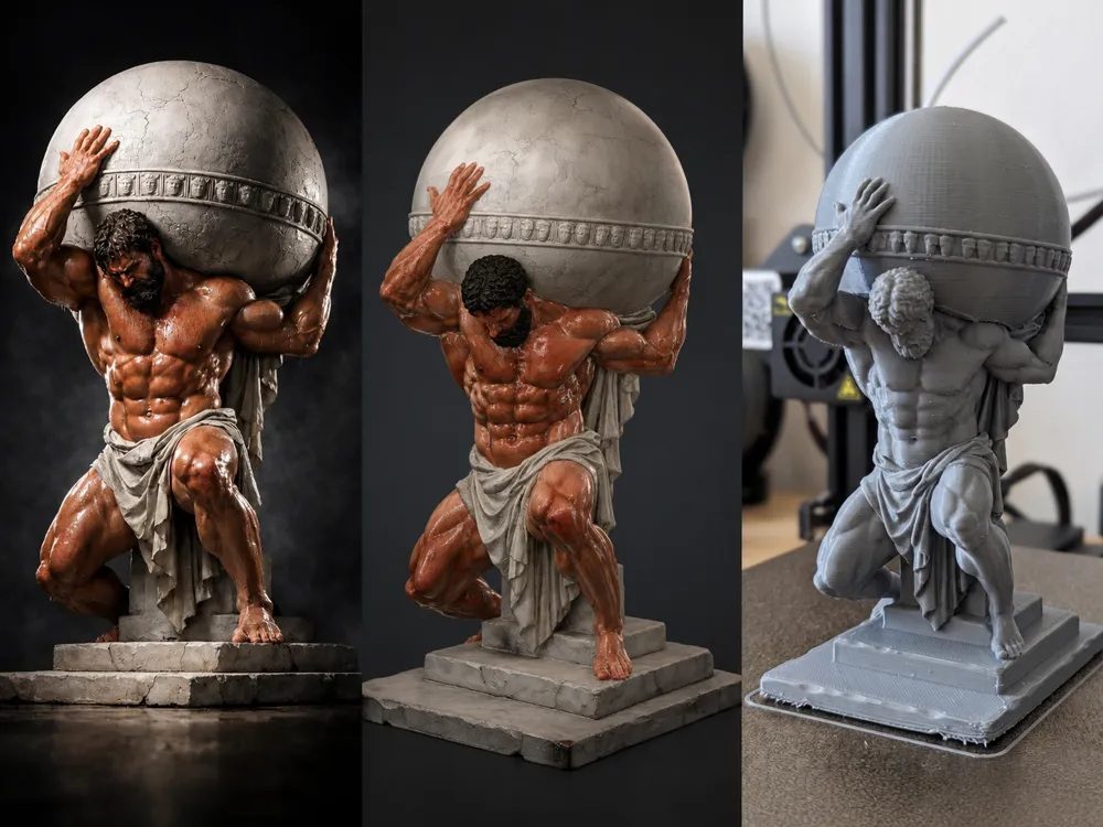 Atlas, o Titã – Boneco Colecionável 3D para Colorir