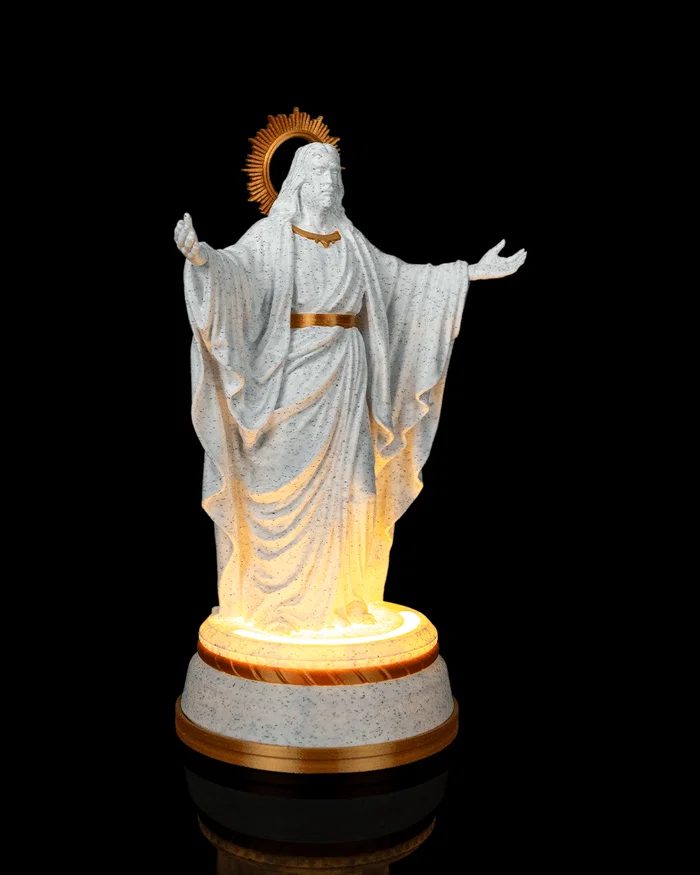 Cristo Resplandecente Iluminado – Escultura 3D com LED 12V | 16 cm