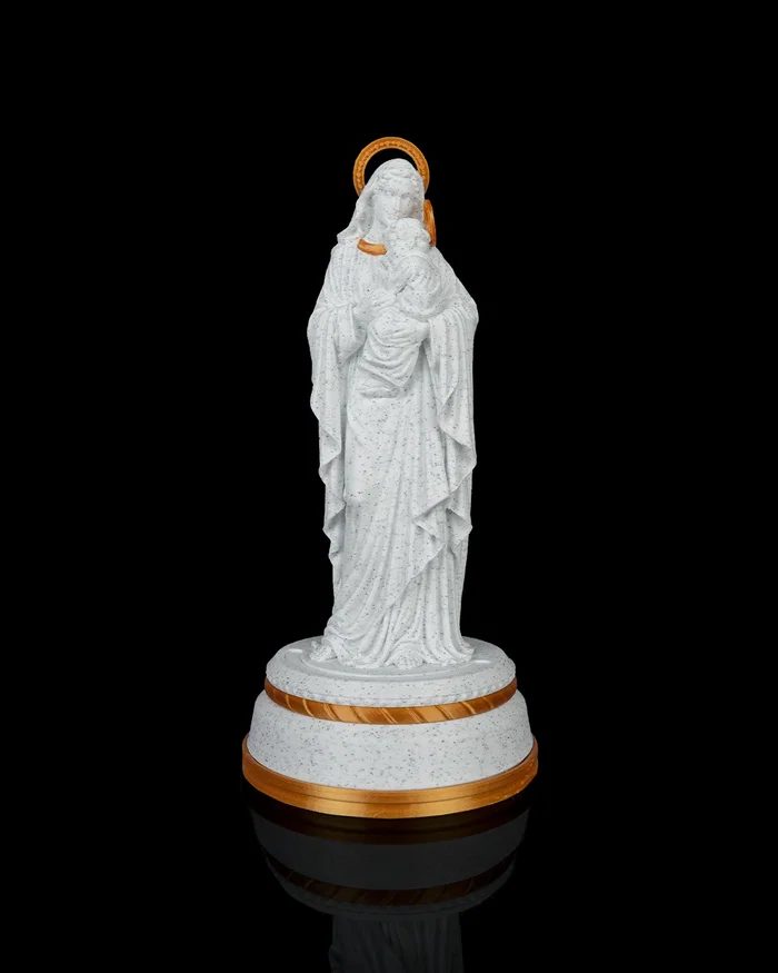 Maria com o Menino Jesus Iluminada – Escultura 3D com LED 12V | 16 cm
